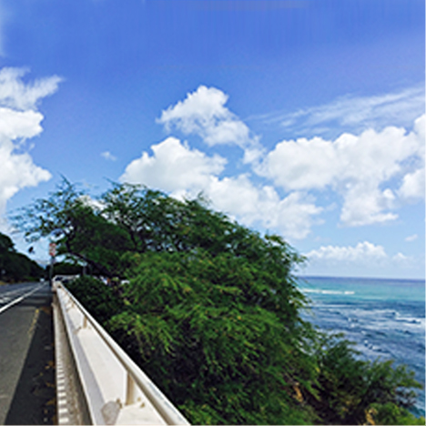 通学は自転車で海を見ながらハワイを感じます。